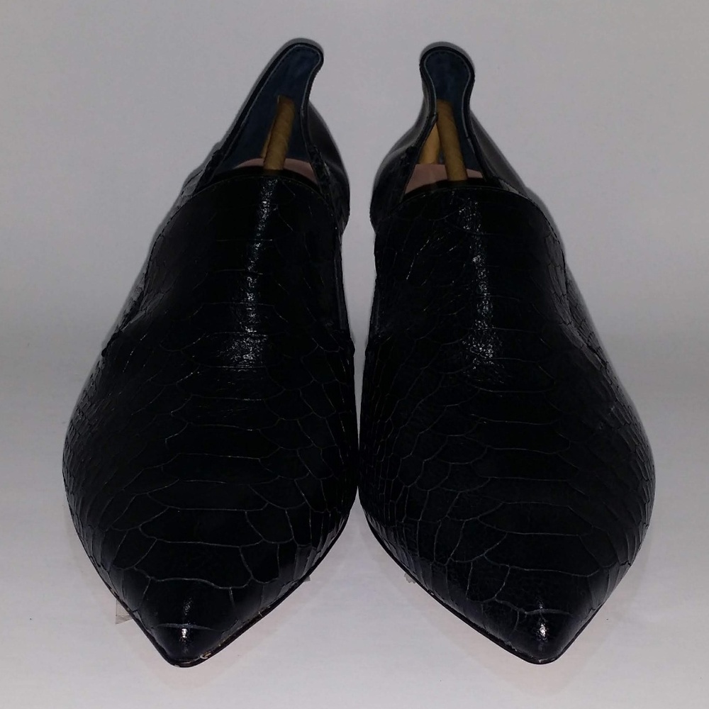 AVEC LES FILLES Black Snake Skin Shoes